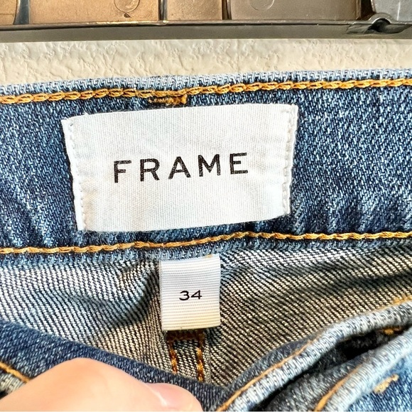 FRAME L’Homme Slim Jeans Men’s 34x31.5 Stretch Cotton Blend Dark Wash Denim - Picture 4 of 11